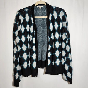Cato Women's Size XL Open Front Cardigan Teal Black White Geometric